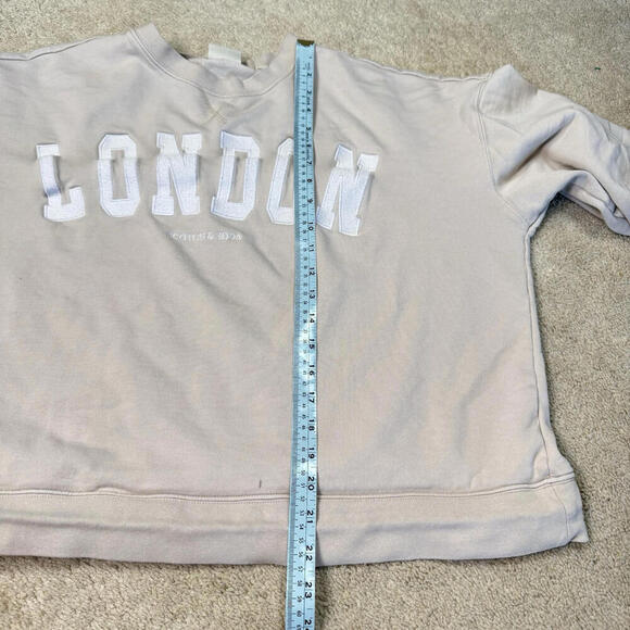 Scotch & Soda London Sweatshirt Size XL Beige Crewneck Embroidered Logo Cropped - Picture 8 of 8